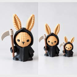 Bunny Reaper � Knitted kanin som Halloween pynt