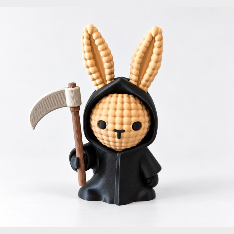 Bunny Reaper � Knitted kanin som Halloween pynt