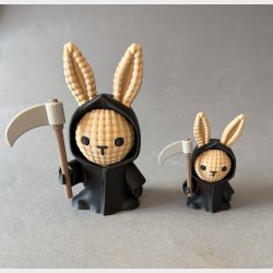 Bunny Reaper � Knitted kanin som Halloween pynt