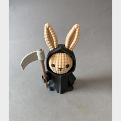 Bunny Reaper � Knitted kanin som Halloween pynt
